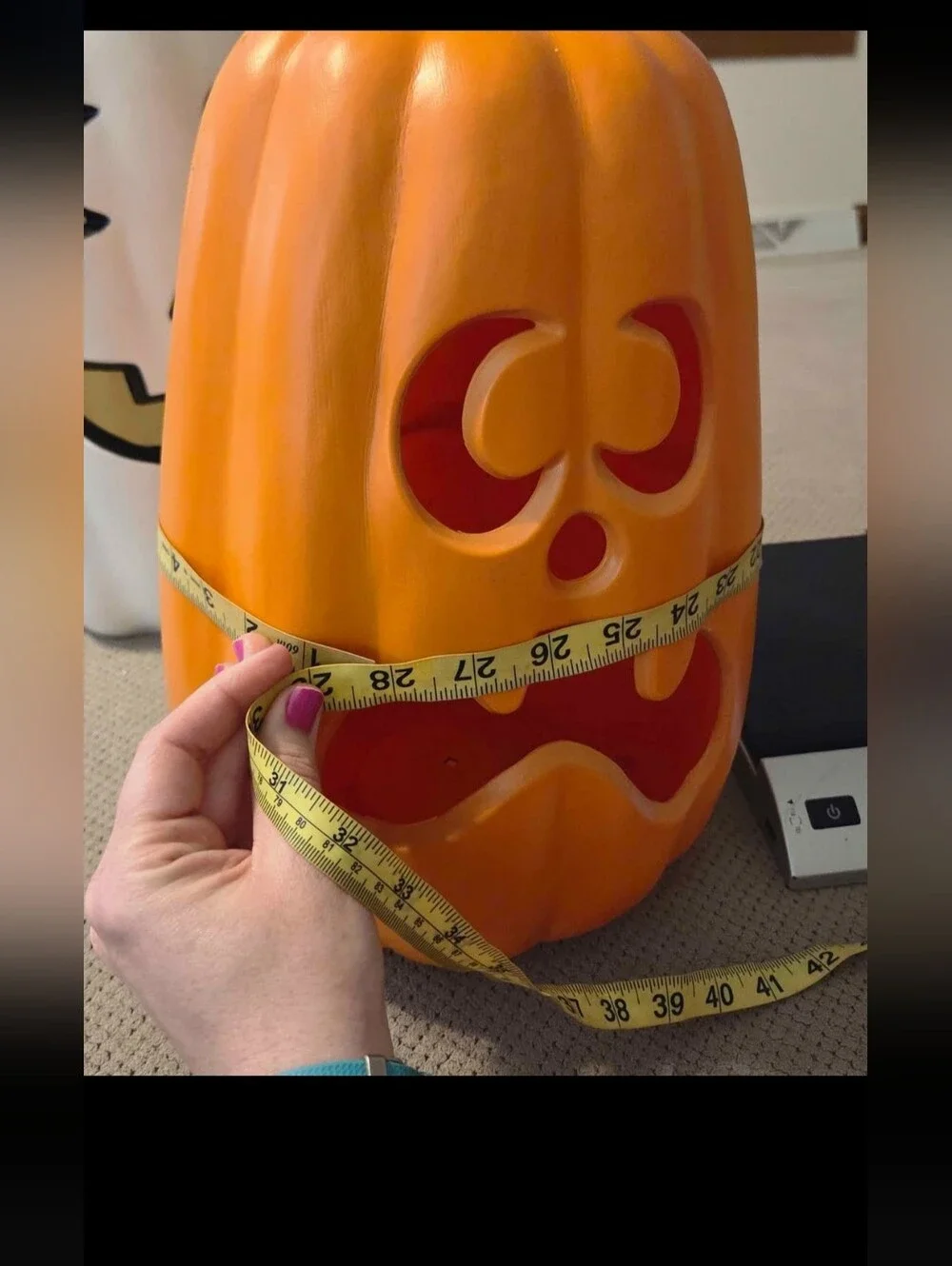 Orange Light up Pumpkin with Timer. Decorative Prop - Halloween Fall Decor.